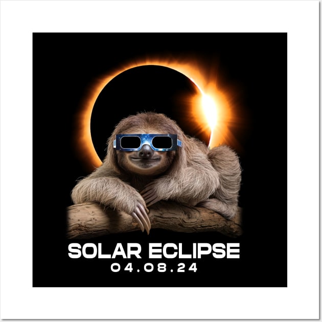 Solar Siesta: Sloth Enjoying the Eclipse Spectacle T-Shirt Design Wall Art by ArtByJenX